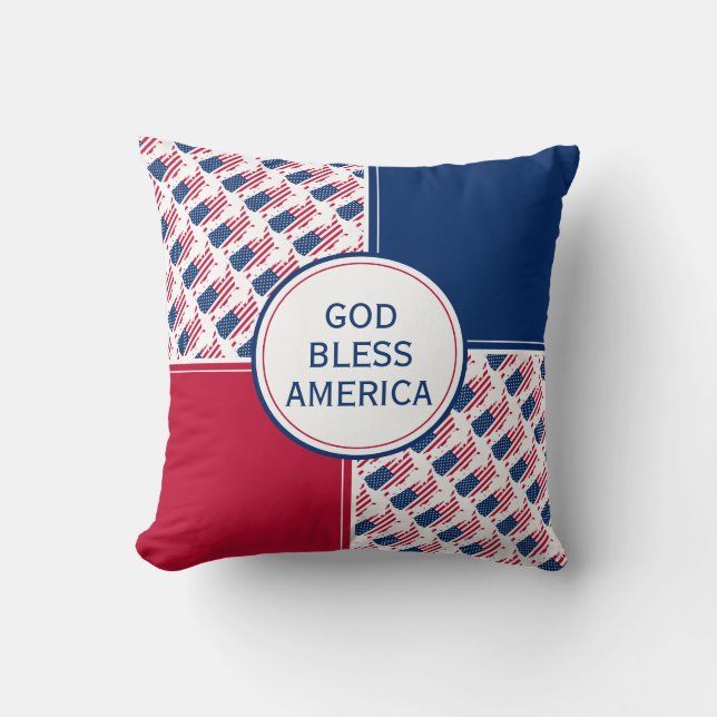 Patriotic GOD BLESS AMERICA Flag Cushion (Front)