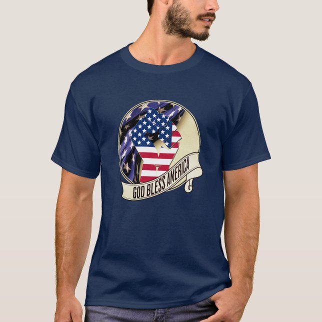 Patriotic GOD BLESS AMERICA Flag T-Shirt (Front)