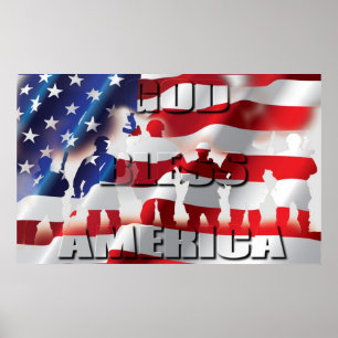 Patriotic God Bless America Gorgeous Printed Poster
