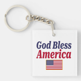 Patriotic God Bless America Key Ring