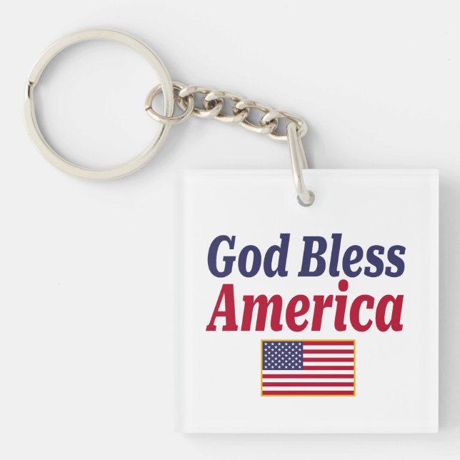 Patriotic God Bless America Key Ring (Front)