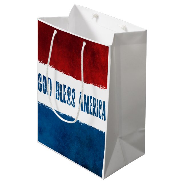 Patriotic God Bless America Medium Gift Bag (Front Angled)