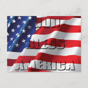 Patriotic God Bless America On The American Flag Postcard