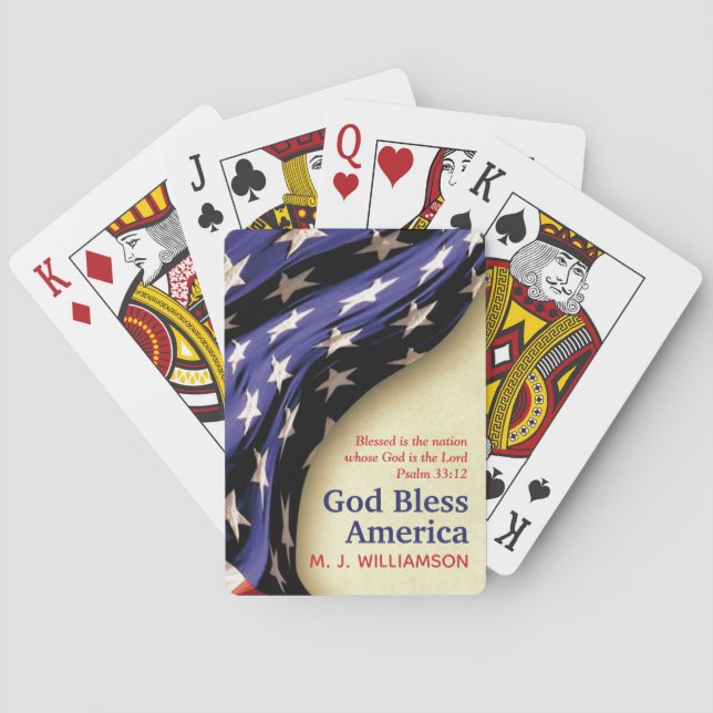 Patriotic GOD BLESS AMERICA Personalised Playing Cards (Back)