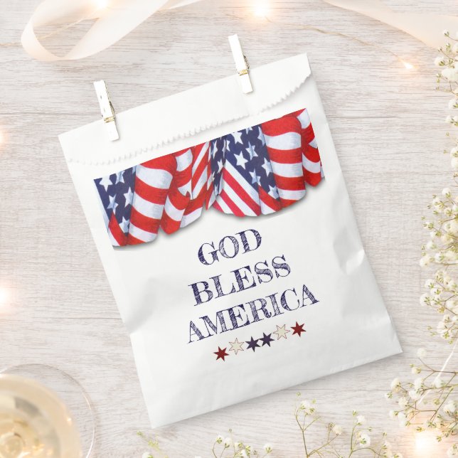 Patriotic God Bless America Red White Blue Bunting Favour Bags (Clipped)
