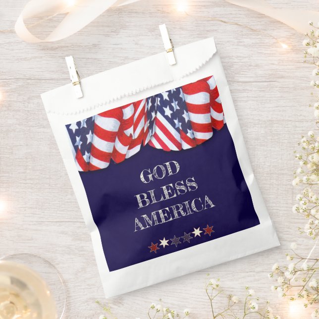 Patriotic God Bless America Red White Blue Bunting Favour Bags (Clipped)