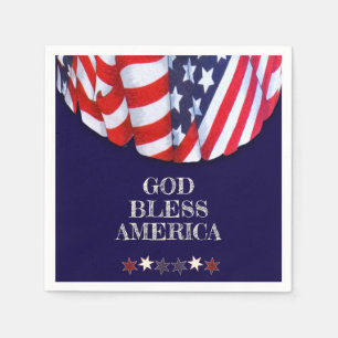 Patriotic God Bless America Red White Blue Bunting Napkin