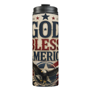 Patriotic God Bless America Thermal Tumbler