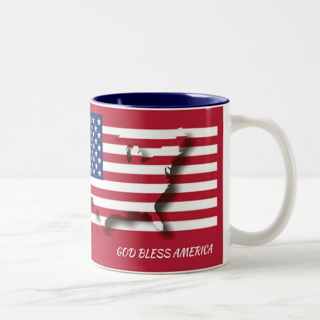 Patriotic GOD BLESS AMERICA Two-Tone Coffee Mug (Right)