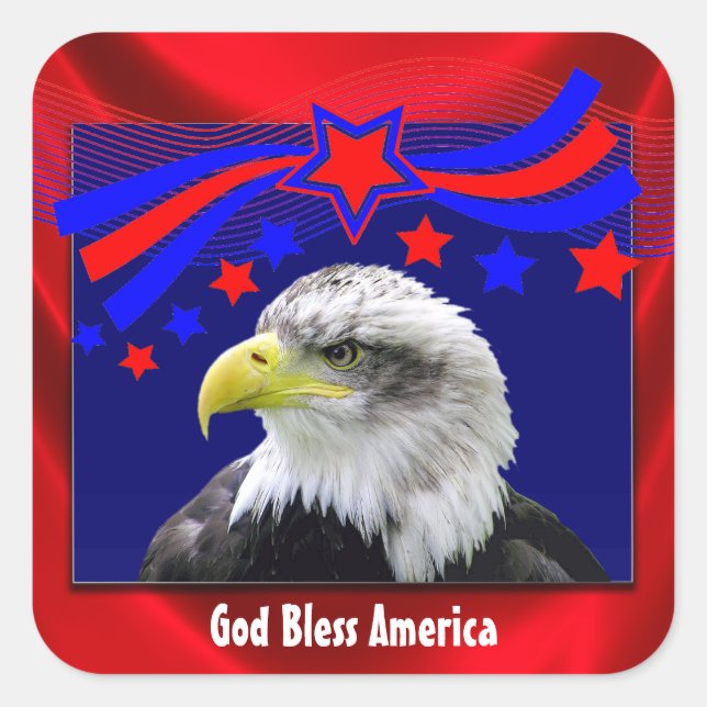 Patriotic God Bless America With Eagle Stickers (Front)