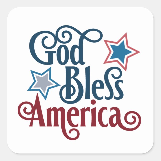 Patriotic God Bless America word art Square Sticker (Front)