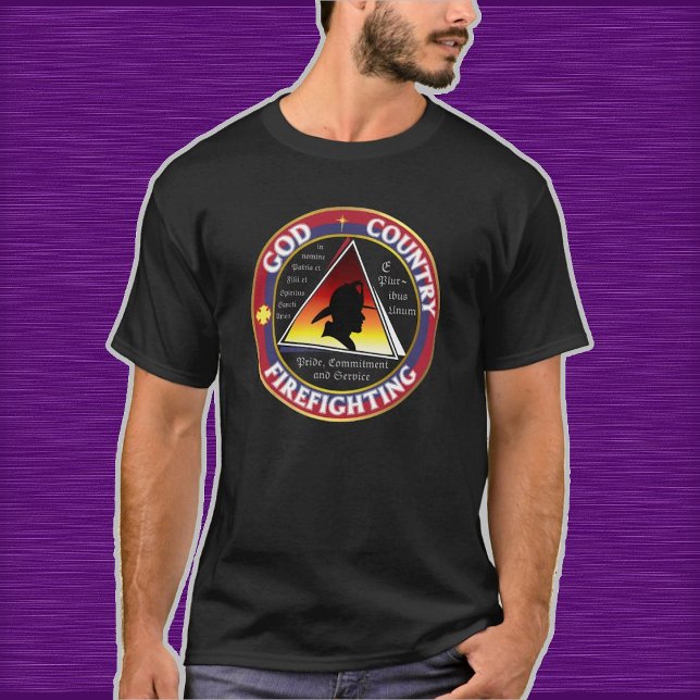 Patriotic God Country Firefighting Circular Logo T-Shirt (Creator Uploaded)