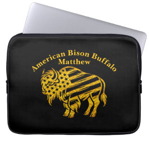 Patriotic Gold Bison Design Laptop Sleeve