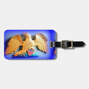 patriotic gold eagle luggage tag