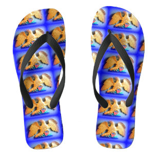 patriotic gold eagles blue flip flops