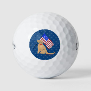 Patriotic Golden Dog American Flag Golf Balls