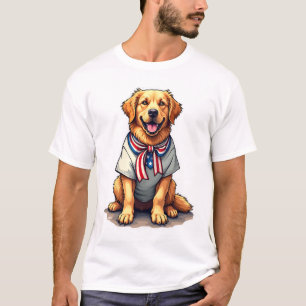 Patriotic Golden Dog Vintage Engraving Shirt 2