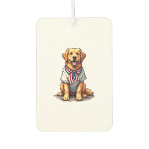 Patriotic Golden Dog Vintage Engraving Shirt 2 Car Air Freshener