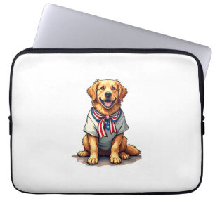 Patriotic Golden Dog Vintage Engraving Shirt 2 Laptop Sleeve