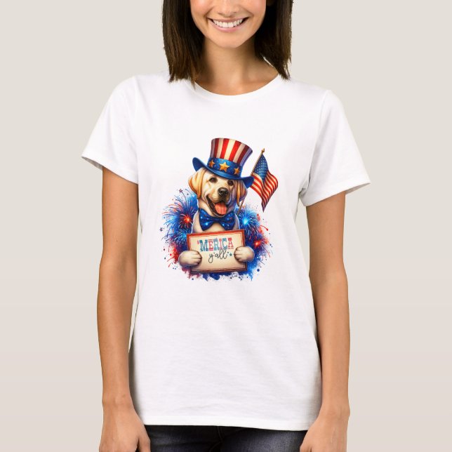 Patriotic Golden Labrador 'Merica Y'all T-Shirt (Front)
