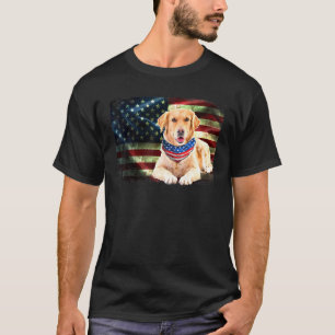 Patriotic Golden Retriever American Flag Dog Men W T-Shirt