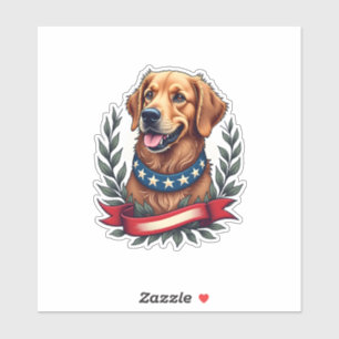 Patriotic Golden Retriever Americana Art Tee 2