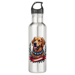 Patriotic Golden Retriever Americana Art Tee 2 710 Ml Water Bottle