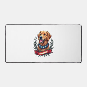 Patriotic Golden Retriever Americana Art Tee 2 Desk Mat