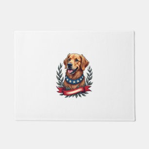Patriotic Golden Retriever Americana Art Tee 2 Doormat