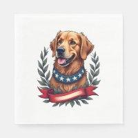Patriotic Golden Retriever Americana Art Tee 2