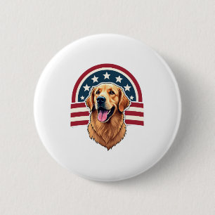 Patriotic Golden Retriever Arc Layout Shirt 2 6 Cm Round Badge