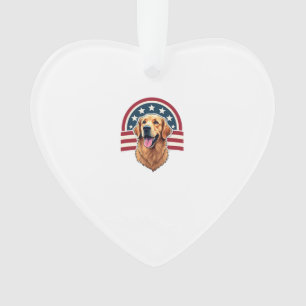 Patriotic Golden Retriever Arc Layout Shirt 2 Ornament