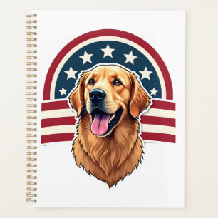 Patriotic Golden Retriever Arc Layout Shirt 2 Planner
