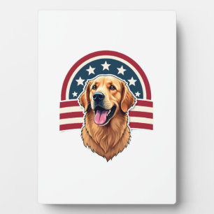 Patriotic Golden Retriever Arc Layout Shirt 2 Plaque