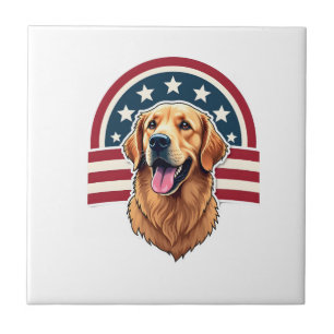 Patriotic Golden Retriever Arc Layout Shirt 2 Tile