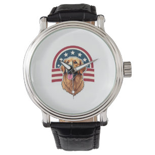 Patriotic Golden Retriever Arc Layout Shirt 2 Watch
