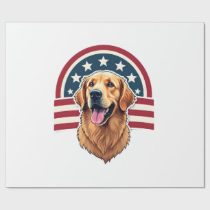 Patriotic Golden Retriever Arc Layout Shirt 2 Wrapping Paper