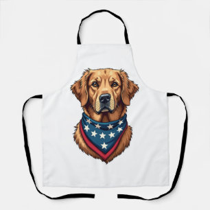 Patriotic Golden Retriever Bandana Vintage Tee 4 Apron