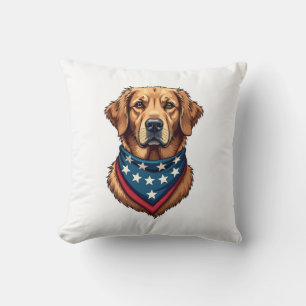 Patriotic Golden Retriever Bandana Vintage Tee 4 Cushion