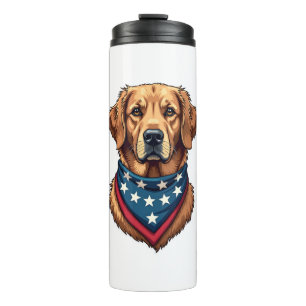 Patriotic Golden Retriever Bandana Vintage Tee 4 Thermal Tumbler