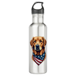 Patriotic Golden Retriever Bandana Vintage Tee 710 Ml Water Bottle
