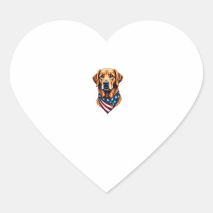 Patriotic Golden Retriever Bandana Vintage Tee Heart Sticker