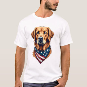 Patriotic Golden Retriever Bandanna Vintage Tee