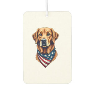 Patriotic Golden Retriever Bandanna Vintage Tee Car Air Freshener