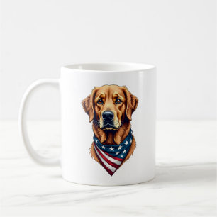 Patriotic Golden Retriever Bandanna Vintage Tee Coffee Mug