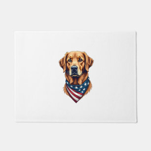 Patriotic Golden Retriever Bandanna Vintage Tee Doormat