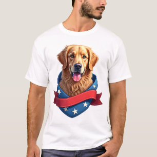 Patriotic Golden Retriever Banner Crest Shirt