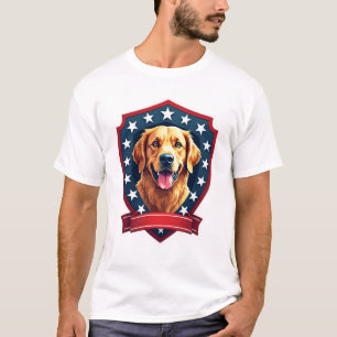 Patriotic Golden Retriever Bold Crest Shirt