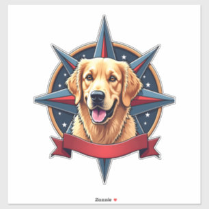 Patriotic Golden Retriever Compass Star Tee 2