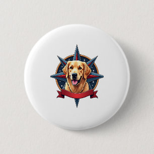 Patriotic Golden Retriever Compass Star Tee 2 6 Cm Round Badge